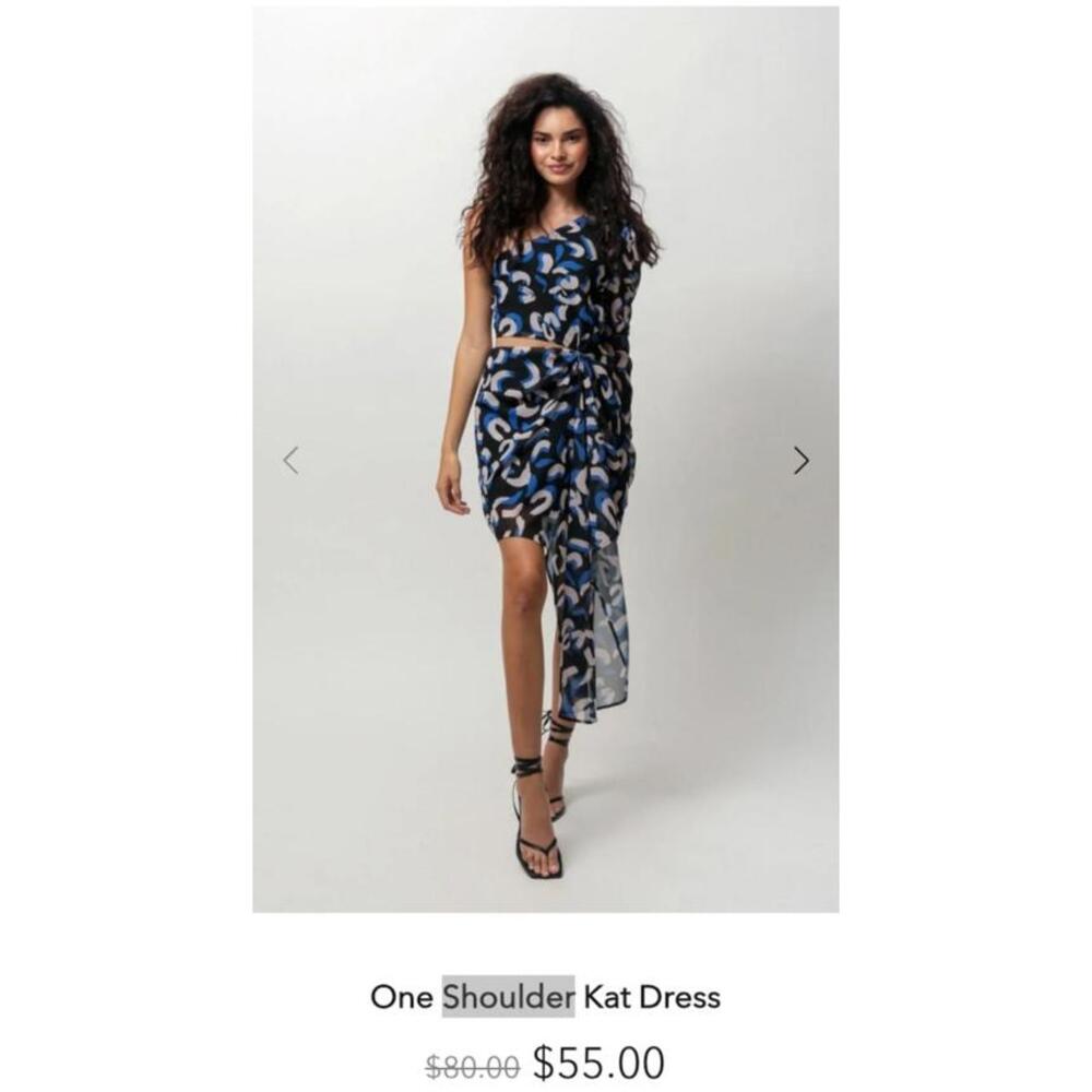 Black Blue White One Shoulder Dress Women’s Plus Size 3X Asymmetrical Polyester